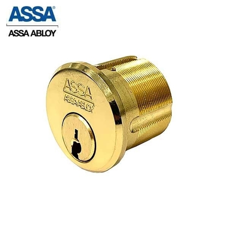 ASSA ABLOY 1-1/2" Maximum+ Mortise Cylinder Bright Brass Adams Rite Cam ASS-9854-1-605-COMP-0A7